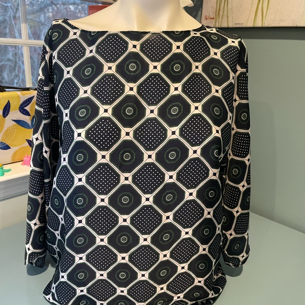 Michael Kors Black and White Boxy Blouse